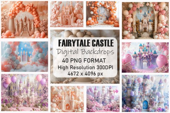 Download Dreamy Fairytale Castle Digital Backdrop - Digital backdrop Collection