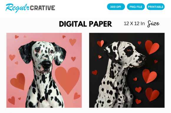 Download Dalmatian Cute Love Heart Digital Paper - Love Collection