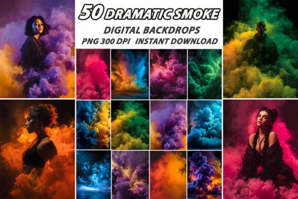 Download Dramatic Swirling Smoke Digital Backdrop - Digital backdrop Collection