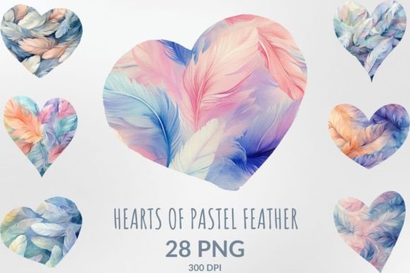 Download Watercolor Hearts of Pastel Feather Love - Love Collection