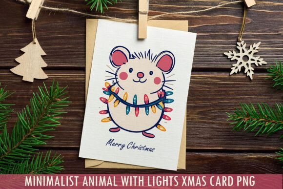 Download Minimalist Mouse Xmas Card PNG - Premium Resources