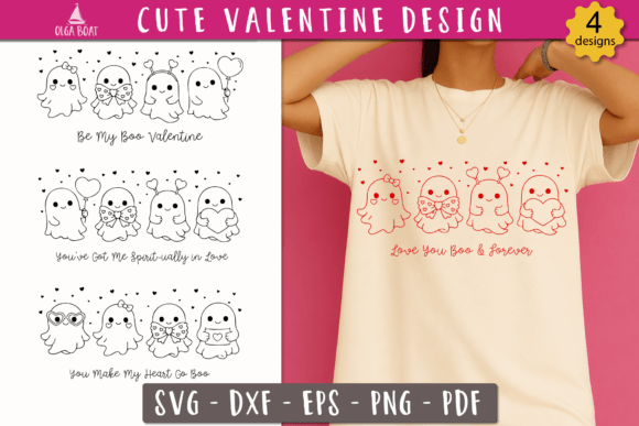 Download Cute Valentine Ghost SVG Love Print - Love Collection