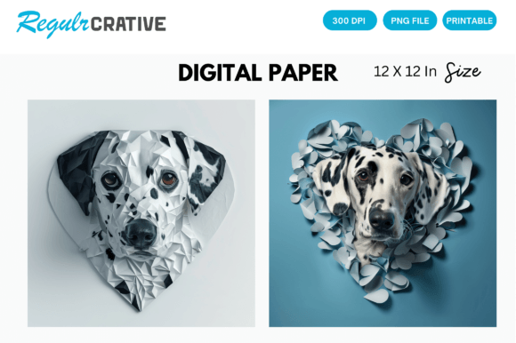 Download Dalmatian Cute Love Heart Digital Paper - Love Collection