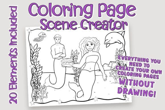 Download Mermaid Coloring Page Scene Creator - Scene creator Collection