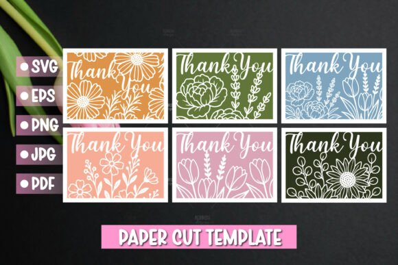 Download 6 Thank You Paper Cut Card SVG - Thank you Collection