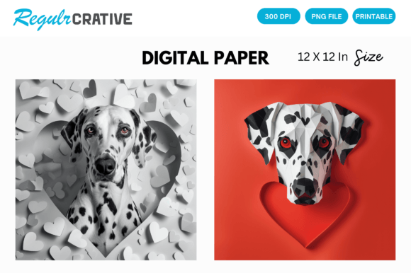 Download Dalmatian Cute Love Heart Digital Paper - Love Collection