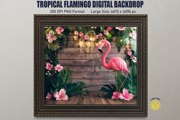 Download Tropical Flamingo Digital Backdrop - Digital backdrop Collection