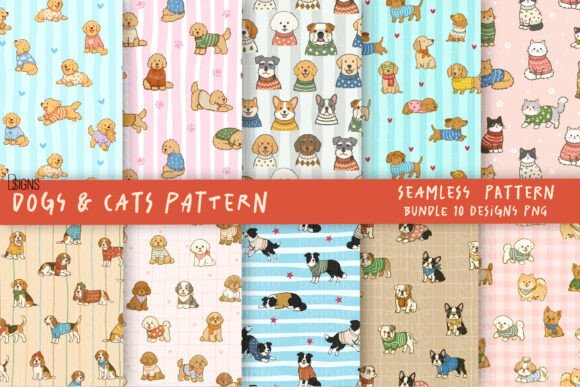 Download Cute Dog Cat Lover Pattern Bundle - Love Collection
